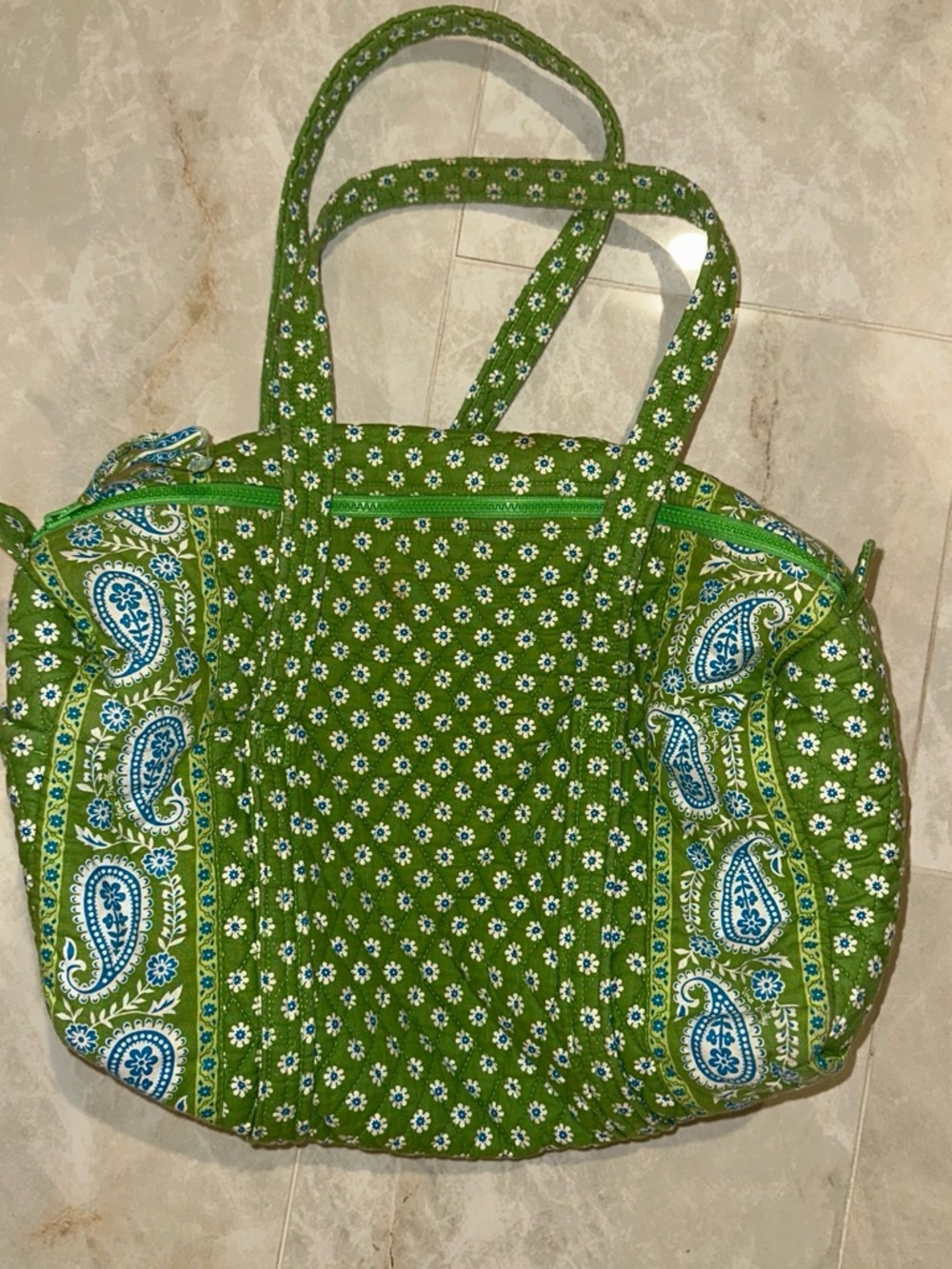 Vera Bradley Green Quilted Floral Paisley Tote